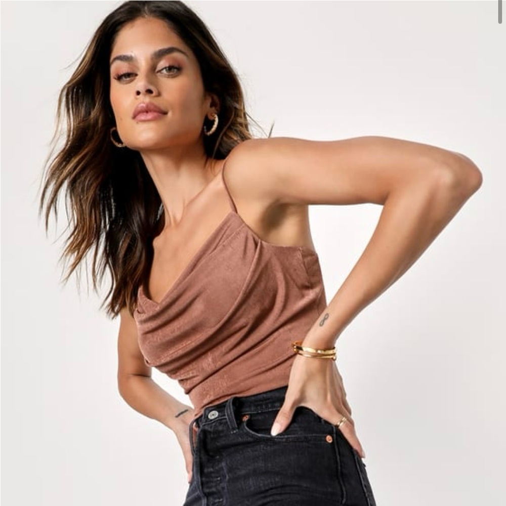 Lulus Brown Cowl Neck Tank Top